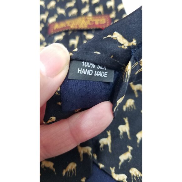 Museum Artifacts Mens Necktie Silk Deer Tie Black Background - Picture 5 of 6
